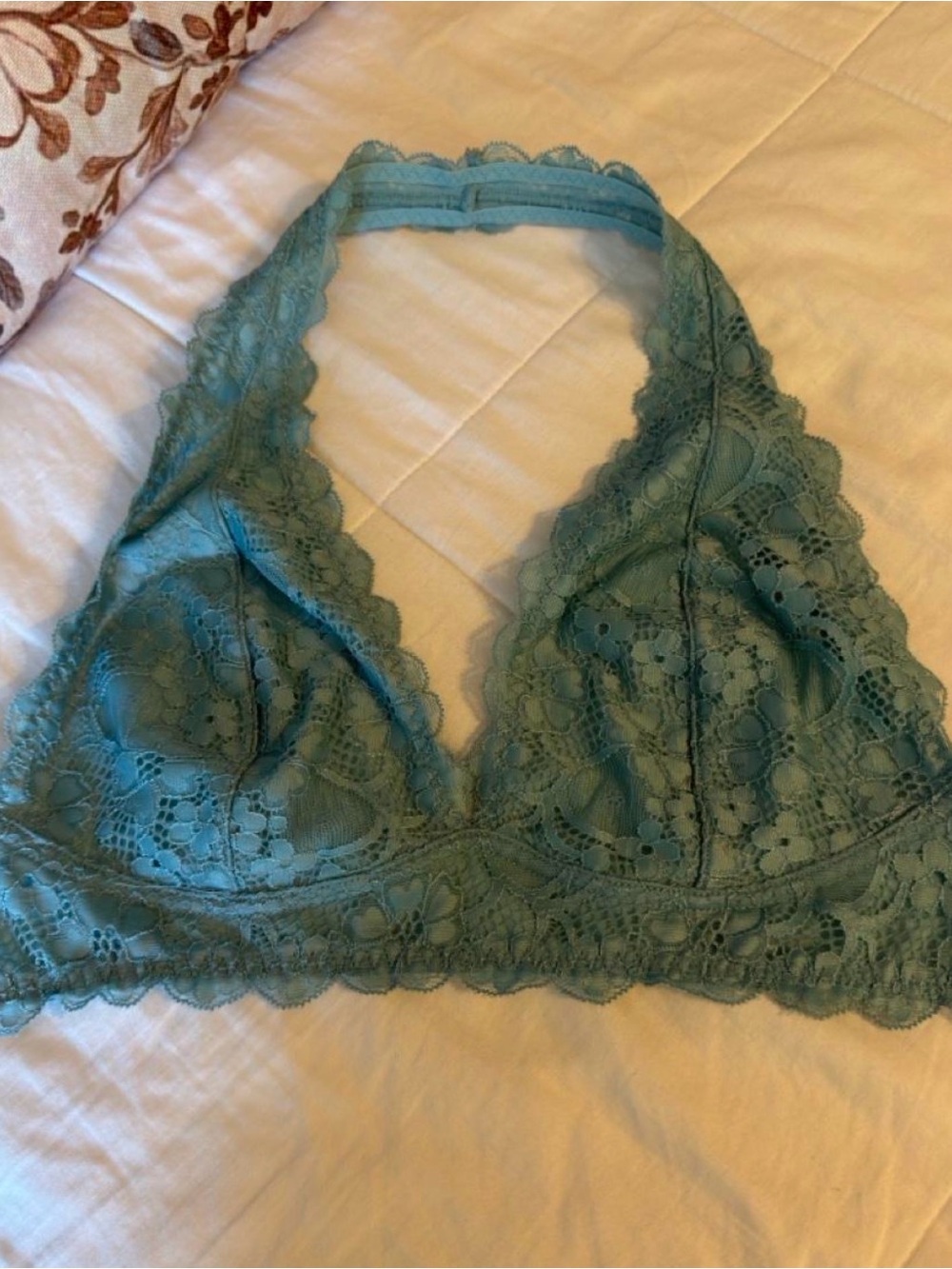 Free People Teal Lace Halter Bralette